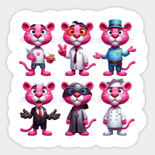 Cute Pink Panther Professions Sticker by Dmytro